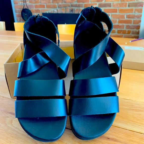 Brand new Black leather platforms sandals - Picture 1 of 6